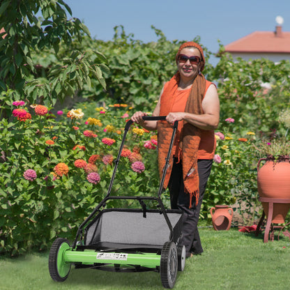 Handgrasmaaier – Handmaaier – Kooimesmaaier – Duwgrasmaaier – Gazonmaaier – 50,8 cm Maaibreedte – 9 Instelbare Maaihoogtes – 65-Mangaan Stalen Messen – Met Opvangzak – Groen