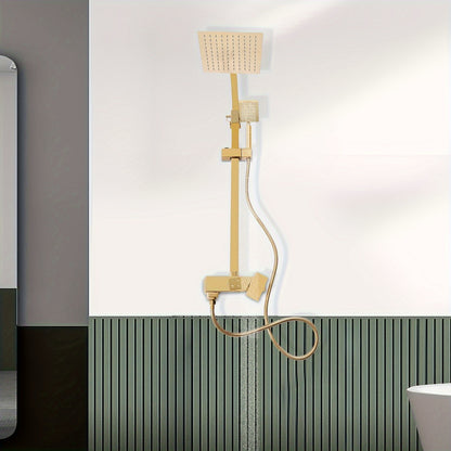 Golden Douche Systeem – Regendouche – Douche Set – Douchekop – Douche Accessoires – Roestvrij Staal – Verstelbare Hoogte – Luxe Gouden Afwerking