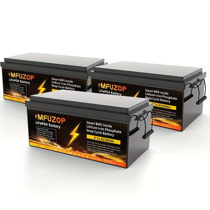 12V LiFePO4 Batterij – Lithium Accu – Camper Accu – Boot Accu – Off-Grid Batterij – 3-Pack 300Ah – Onderhoudsvrij – Ingebouwd BMS