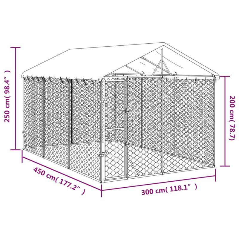 Hondenrennet – Hondenren – Hondenomheining – Hondenafscheiding – Hondenkennel – Verzinkt Staal Silvery – Weerbestendig & Eenvoudige Montage – 3x4,5x2,5 Meter Veilig Buitenruimte