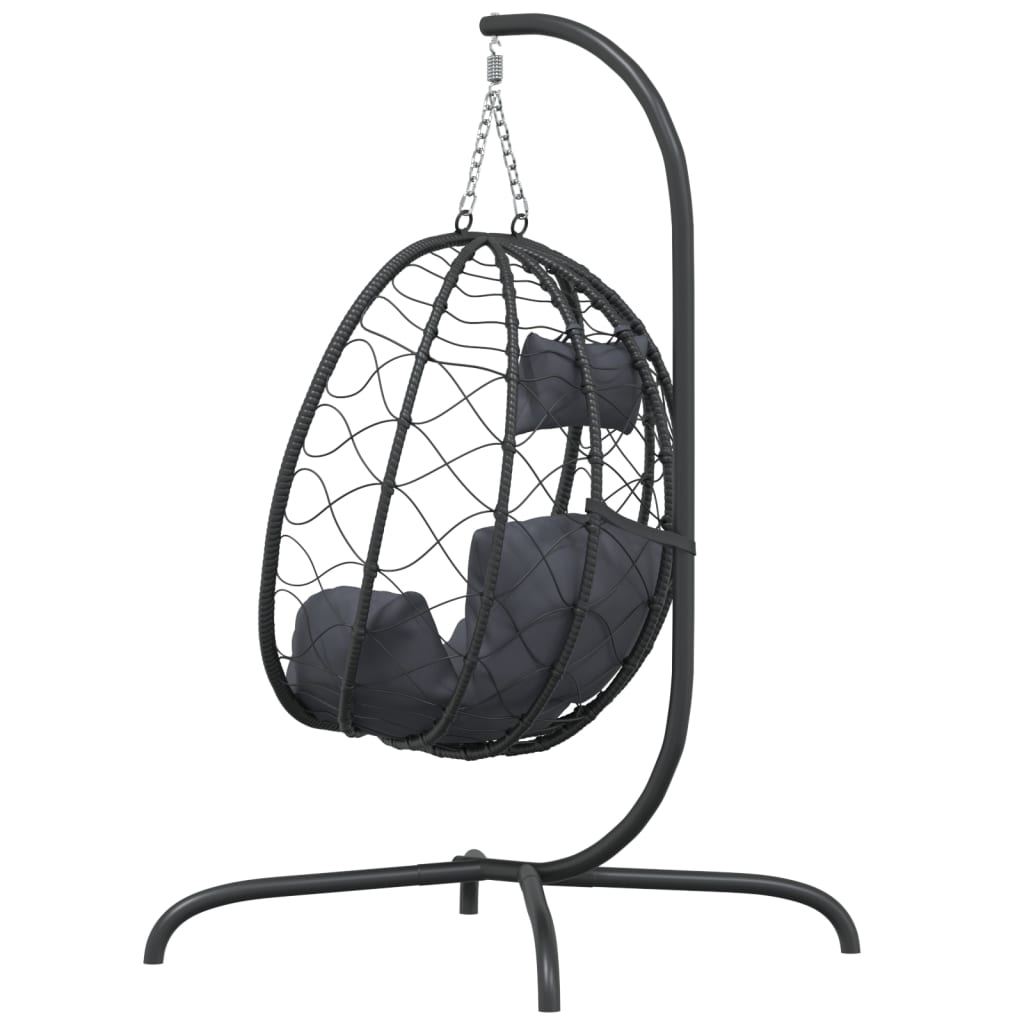 Hangstoel – Hangstoel met Standaard – Schommelstoel – Hangmand – Tuinstoel – PE-Rattan Weerbestendig – Stalen Frame Poedergecoat – Taupe