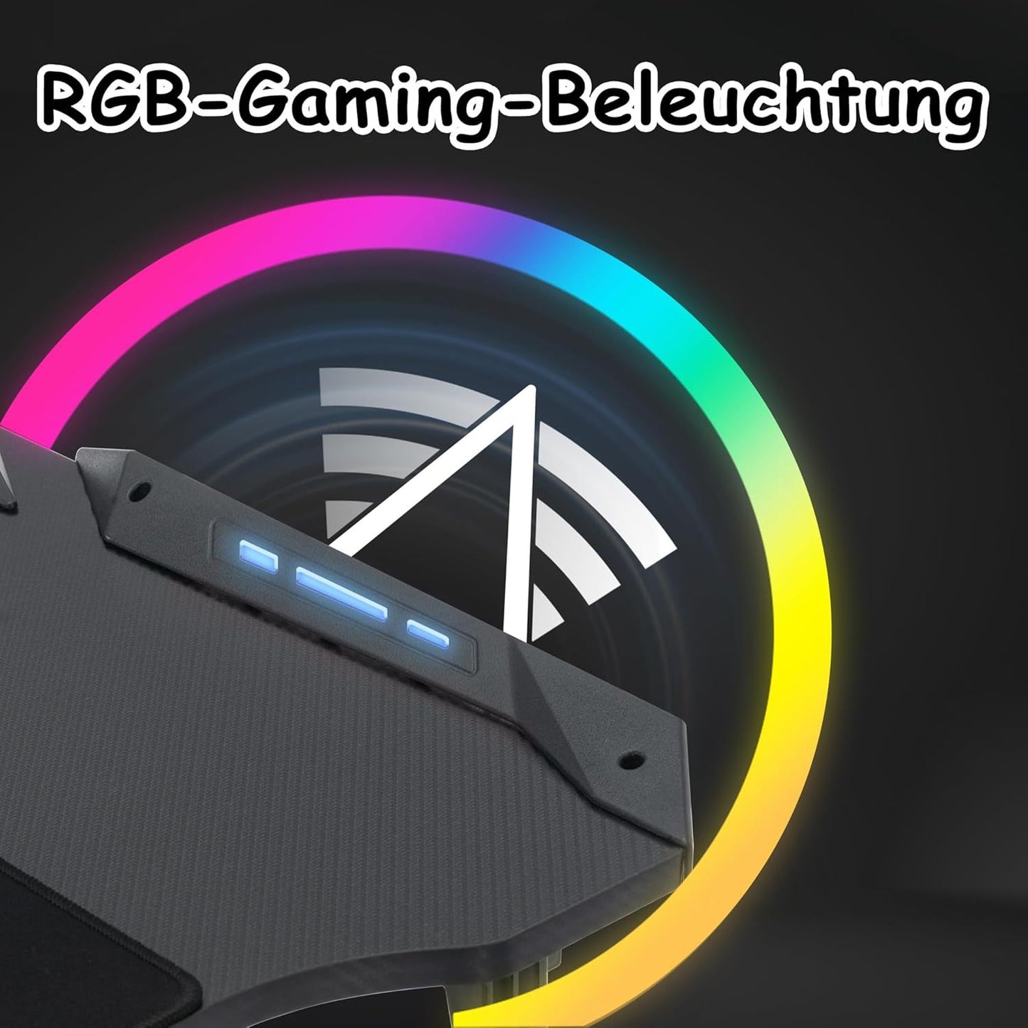 Gaming Tafel – Gaming Bureau – Computertafel – Werktafel – Esstafel – Verstelbare Hoogte – LED-Verlichting – Kabelmanagement – Hoofdtelefoonhouder – Bekerhouder – Carbon Fiber Blad – 120 cm