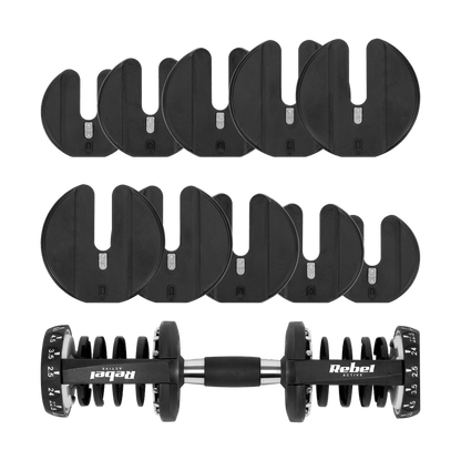 Verstelbare Halter – Dumbbell – Gewicht – Fitnessgewicht – Halterschijf – Gietijzer Met Rubberen Coating – Tot 24 Kg – Ergonomische Grip – Slank Compact Ontwerp