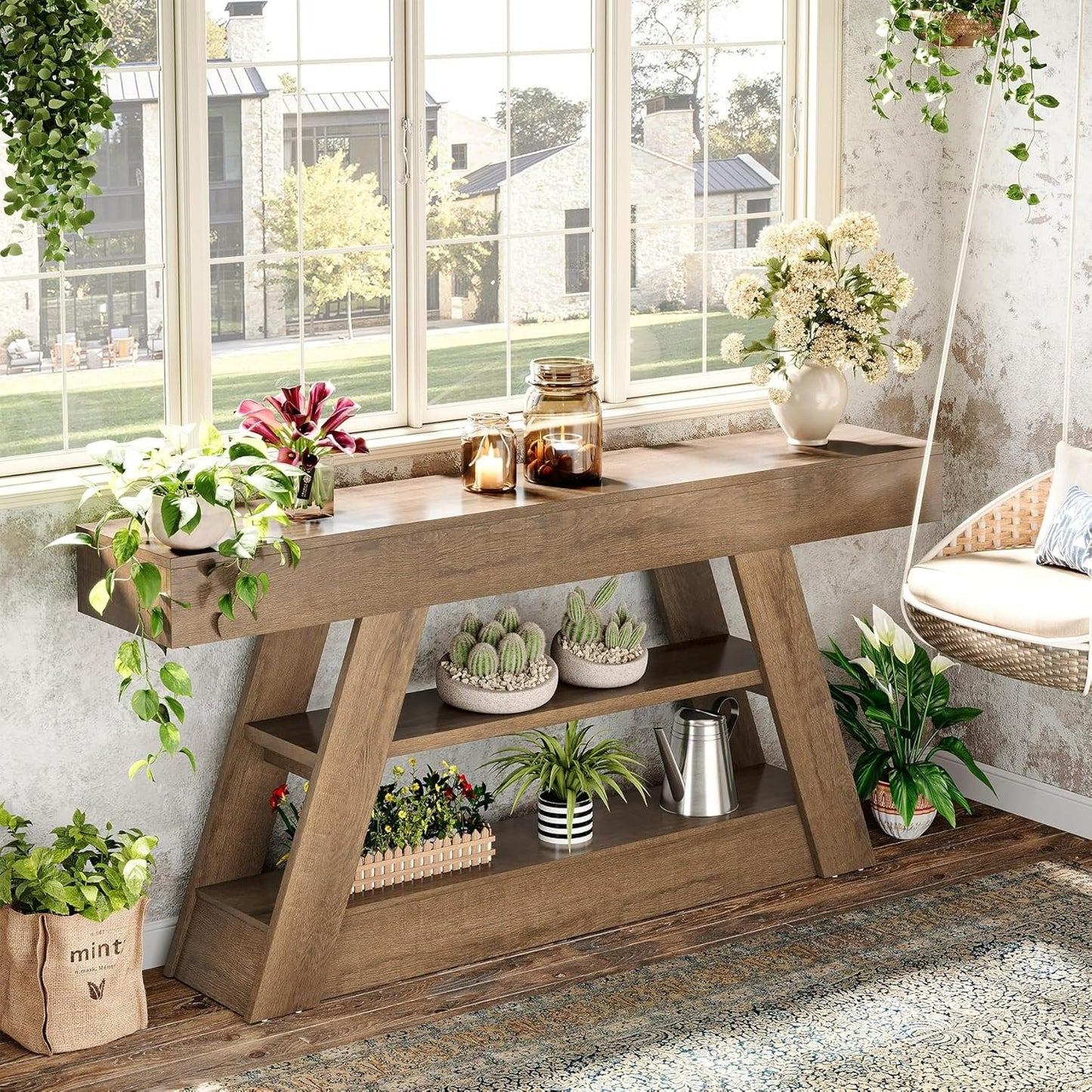 Sidetable – Consoletafel – Wandtafel – Haltafel – Dressoir – Rustiek Design – 160 cm Breed – Stevig Tafelblad