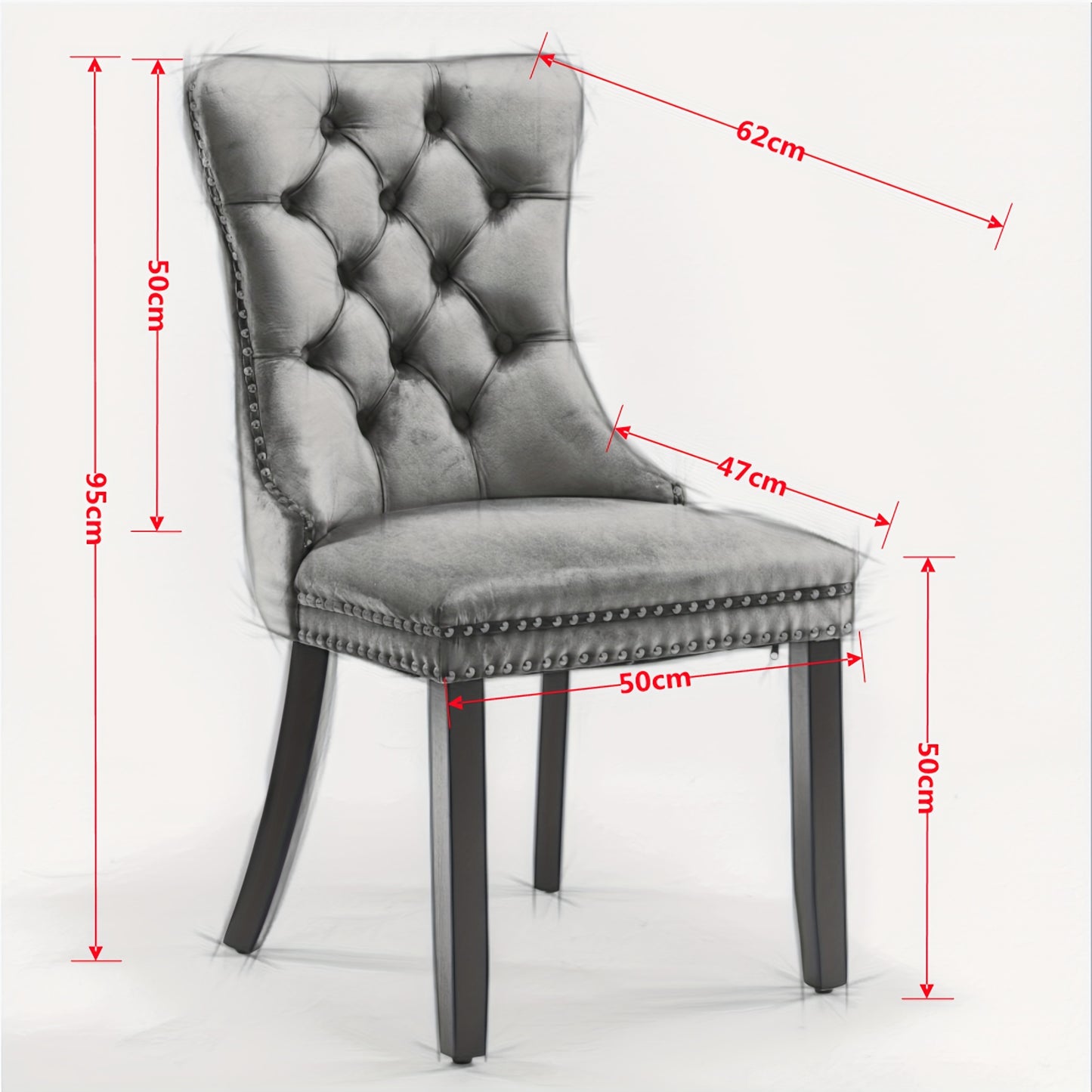 Set of 2 Modern Luxury Tufted Blue Velvet Dining Chairs with Solid Wood Legs & Nailhead Trim - Plush Upholstered Seats, Sturdy Legs, Easy-Clean Fabric, Rich Blue Tones for Elegant Dining Room, Living Room, or Office - Solid W