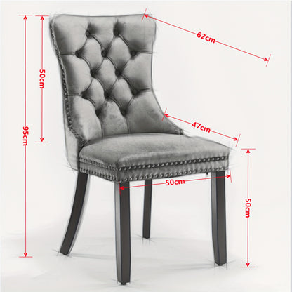 Set of 2 Modern Luxury Tufted Blue Velvet Dining Chairs with Solid Wood Legs & Nailhead Trim - Plush Upholstered Seats, Sturdy Legs, Easy-Clean Fabric, Rich Blue Tones for Elegant Dining Room, Living Room, or Office - Solid W