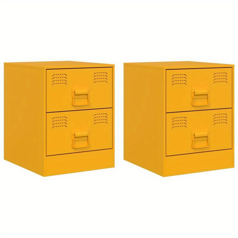 Nightstands 2pcs 34.5X39X44 Cm Steel Yellow