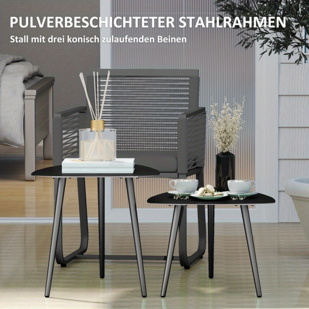Buiten Tafel – Bijzettafel – Tuin Tafeltje – Balkon Tafel – Zwarte Metalen Tafels – Weerbestendig – Verstelbare Voetjes