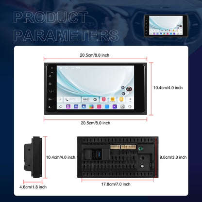 2G+64G Car Radio Stereo for Toyota Corolla 2003-2008/ Camry 2002-2006/ Highlander 2001-2007/ RAV4 2001-2005, Wireless CarPlay/ Android Auto 17.78cm IPS Touch Screen Android 13 WiFi DSP Camera