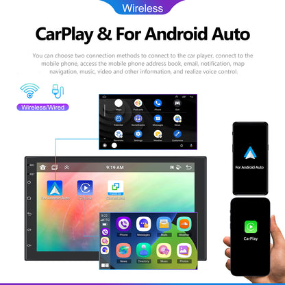 Autoradio – Car Radio – Dubbele Din Stereo – Multimedia Speler – Navigatiesysteem – 8-Core Processor – 7 Inch Touchscreen – 6GB RAM + 128GB Opslag – Draadloze CarPlay & Android Auto