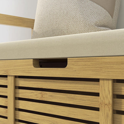 Modern Bamboo & Metal Shoe Storage Bench with Soft Cushioned Seat - Freestanding Entryway Organizer with Hidden Storage, Space-Saving Design for Hallway, Living Room, Bedroom - Sturdy Shoe Rack Bench with Soft Padding, 39.4"x