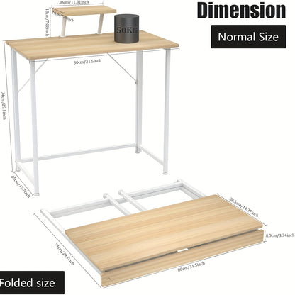 Bureau – Computertafel – Werkplek – Schrijftafel – Inklapbaar – Ergonomisch Met Monitorstandaard – Compact 80x45x74 cm – Stevig Metalen Frame