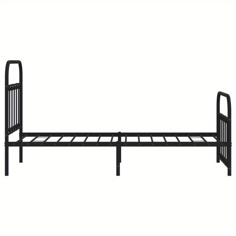 Bedframe – Bedbodem – Ledikant – Eenpersoonsbed – Slaapbank – Metalen Verstelbaar Frame – Stevig Zwart 90x200 cm – Eenvoudige Montage Zonder Gereedschap