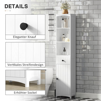 Badkamerkast – Badkamermeubel – Opbergkast – Kolomkast – MDF – Compact Design – 34x24x170,5 cm – Wit