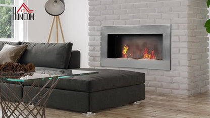 Wandhaard Bio-ethanol – Inbouw Haard – Elektrische Open Haard – Sfeerverwarming – Design Haard – Roestvrij Staal – 110 x 54 cm – 3 Uur Brandduur