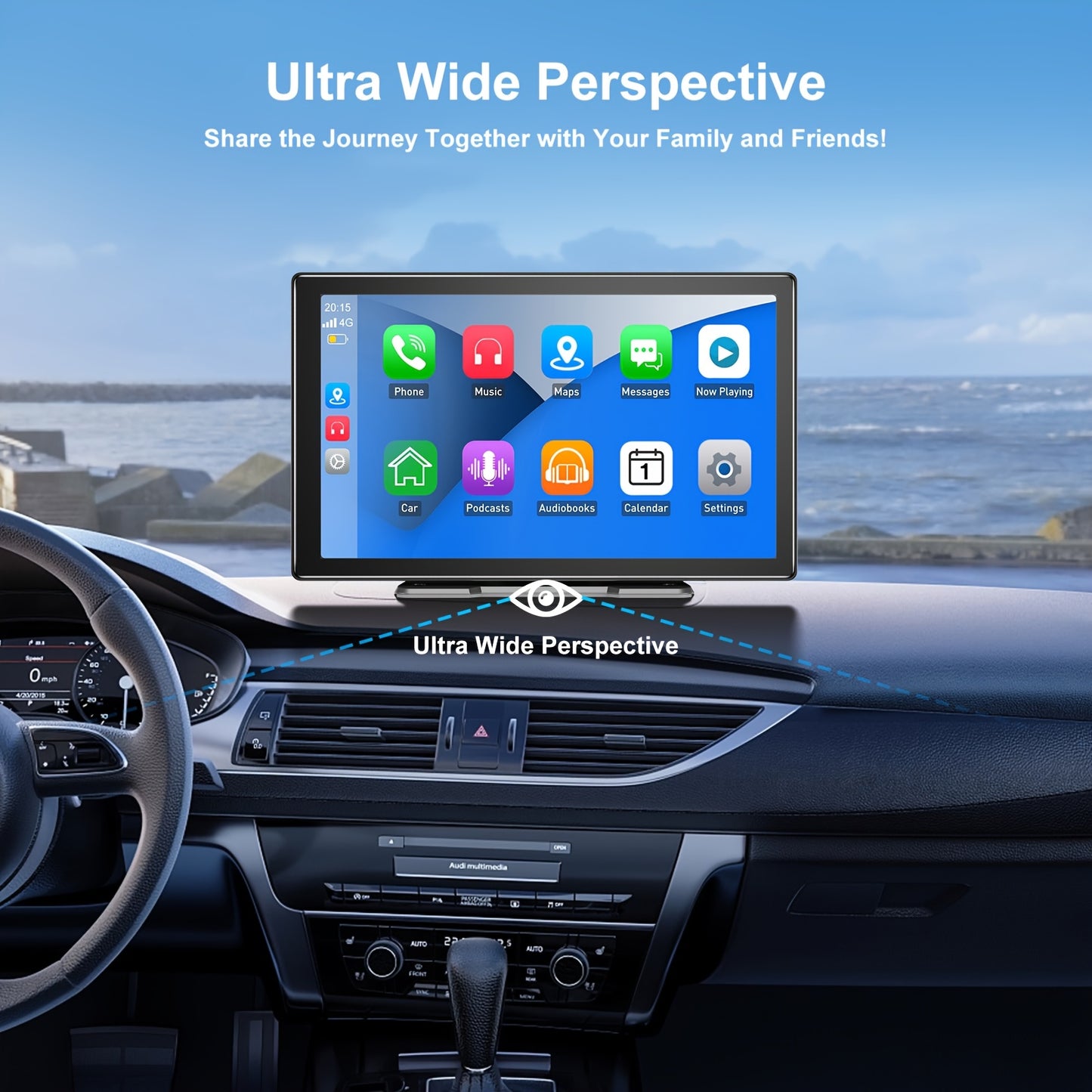 Draagbare Car Player – Autoradio – Multimedia Systeem – Navigatie – Infotainment – 9 Inch IPS+ 2.5D Touchscreen – Wireless CarPlay & Android Auto – Dual Lens Camera 2.5K Voor & 1080p Achter