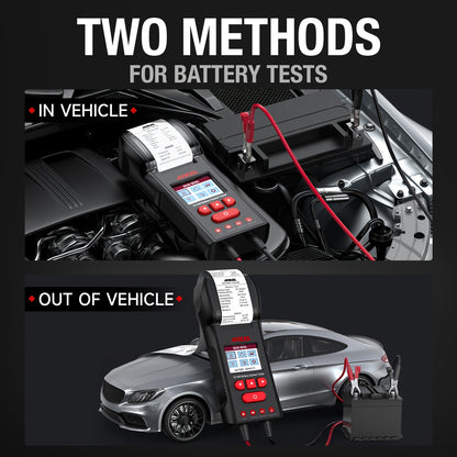 Batterijtester – Accutester – Accutestapparaat – Auto Accumeter – Accu Diagnose – 12V en 24V Batterijen – Ingebouwde Printer voor Directe Afdrukken