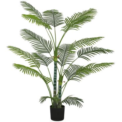 Kunstpalm – Nepboom – Valse Palm – Kunstplant – Faux Tree – UV-Bestendig – Onderhoudsvrij – 16 Realistische Bladeren – Zwarte Pot