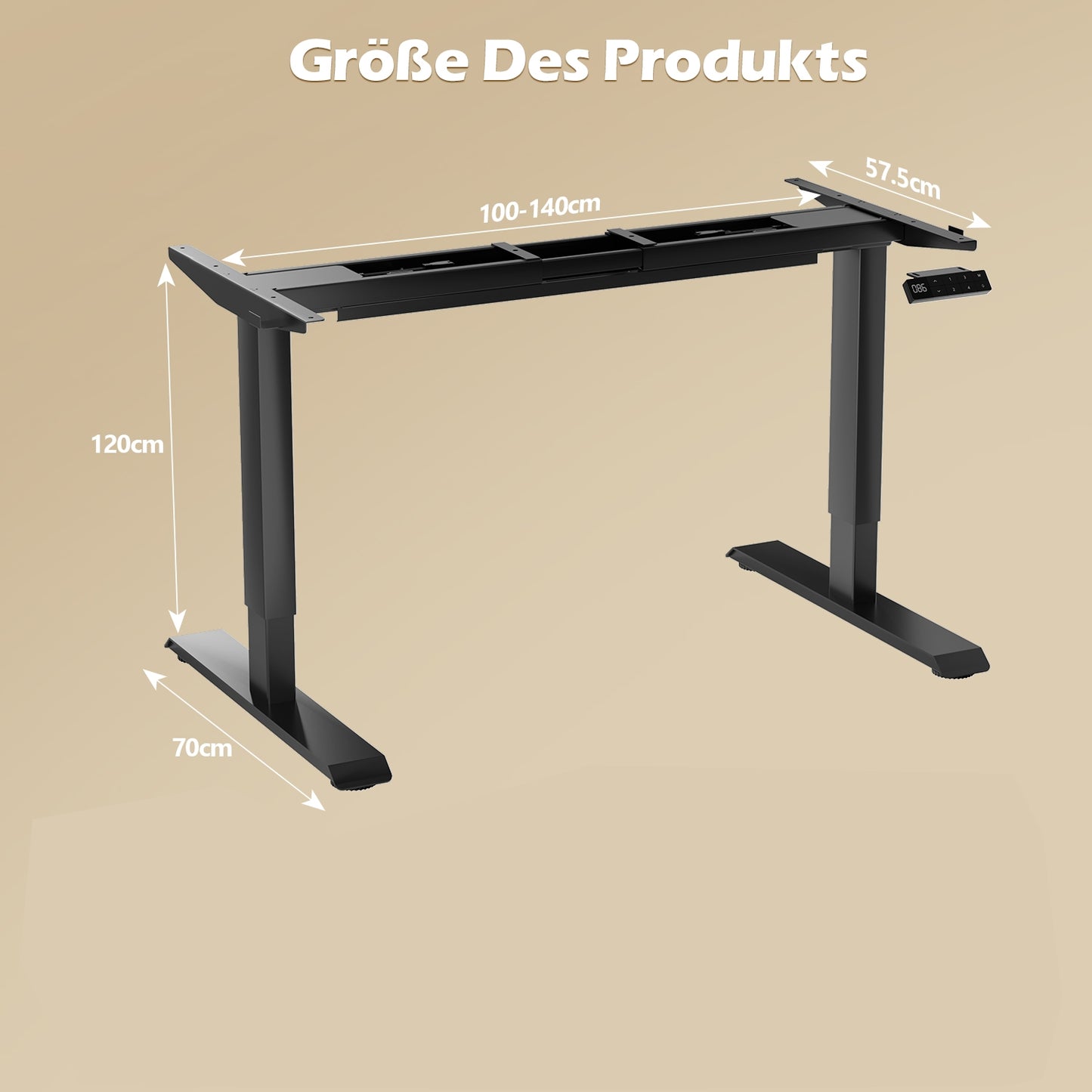 Verstelbaar Bureauframe – Zit Sta Bureauframe – Bureau Onderstel – Bureau Frame – Tafel Frame – 3-Laags Verstelbaar 60-125 cm – Stevig IJzeren Materiaal – Minimalistisch Grijs Design