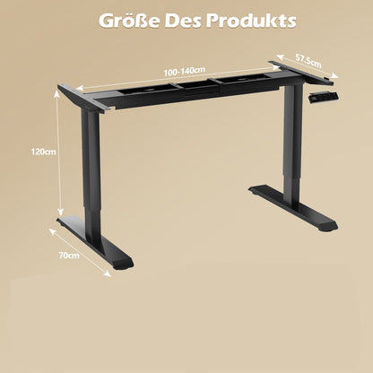Verstelbaar Bureauframe – Zit Sta Bureauframe – Bureau Onderstel – Bureau Frame – Tafel Frame – 3-Laags Verstelbaar 60-125 cm – Stevig IJzeren Materiaal – Minimalistisch Grijs Design