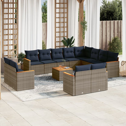 Tuinafscheiding Bank – Tuinbankset – Loungeset – Buitenbank – Terrasbank – Grijs – Weerbestendig PE-rattan – Afneembare Wasbare Kussenhoezen