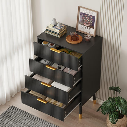 Ladekast – Ladekastje – Dressoir – Opberglade – Kastje – Zwart-Wit – 4 Ruime Lades – Compact Formaat