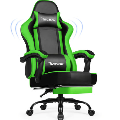 Gaming Chair with Footrest, Ergonomic Gaming Chair, Gaming Armchair with Adjustable Lumbar Cushion, Head Cushion, Height-adjustable And Swivel, PC Chair, Gaming Chair 200kg