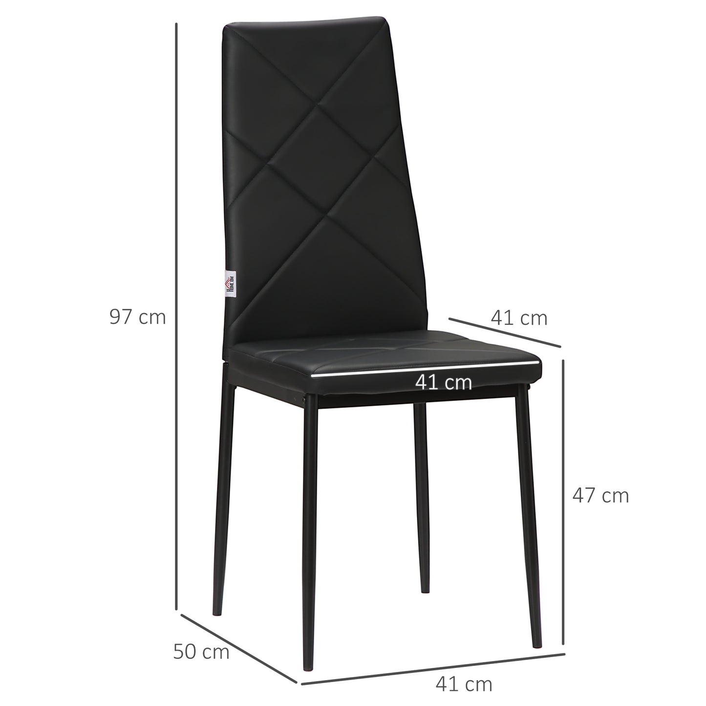Eetkamerstoel – Keukenstoel – Stoel Met Hoge Rugleuning – Diningset Stoelen – Zwarte Stoelen – Gevuld Schuimzitvlak – Stalen Poten Met Anti-slip Pads