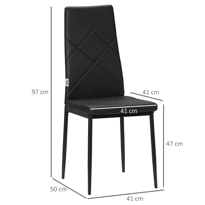 Eetkamerstoel – Keukenstoel – Stoel Met Hoge Rugleuning – Diningset Stoelen – Zwarte Stoelen – Gevuld Schuimzitvlak – Stalen Poten Met Anti-slip Pads