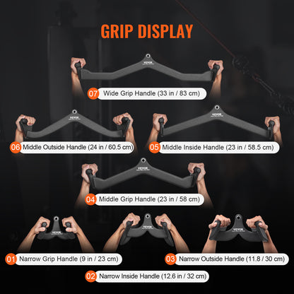 Pulldown Bar – Lat Bar – V-Bar – T-Bar – Kabelaccessoire – Zwart – Massief Stalen Stang – Antislip Ergonomische Grip
