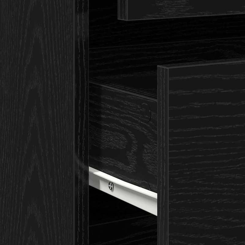 Modern Minimalist Black Oak Wooden Chest of Drawers - 80cm Height x 41cm Width x 58cm Depth, Lockable Storage Cabinet with Smooth Sliding Drawers, Floor-Standing Organizer for Bedroom, Living Room & Home Office, Space-Saving