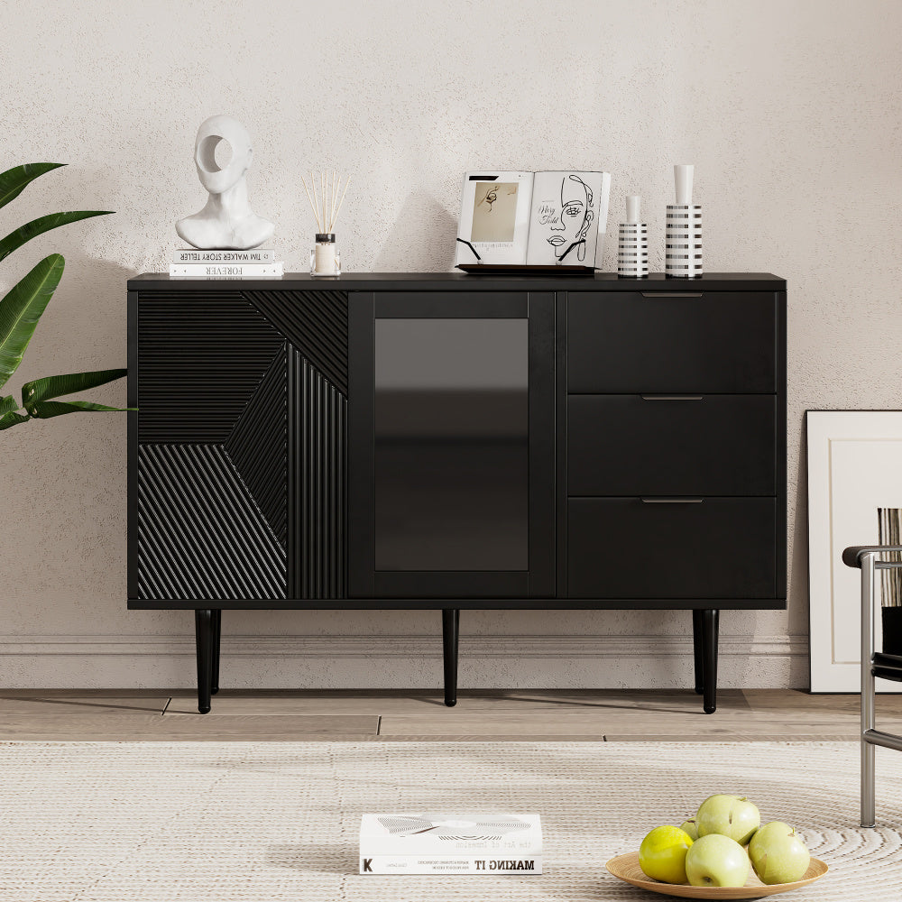 Kast – Opbergkast – Ladekast – Dressoir – Vloerkast – Modern Design – Duurzaam Spaanplaat & Hout – 2 Lades & Open Planken