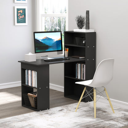 Computertafel – Computerbureau – Bureautafel – Hoekbureau – Werktafel – Zwart Houtnerf – 120x55x120 cm – Met Opbergruimte en Melamine Afwerking