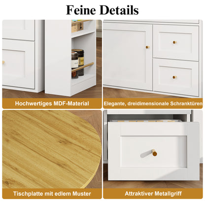 Bartafel – Bistrotafel – Statafel – Keukentafel – Barmeubel – Uitschuifbaar 138-204 cm – 360° Draaibaar Tafelblad – Met Opbergruimte