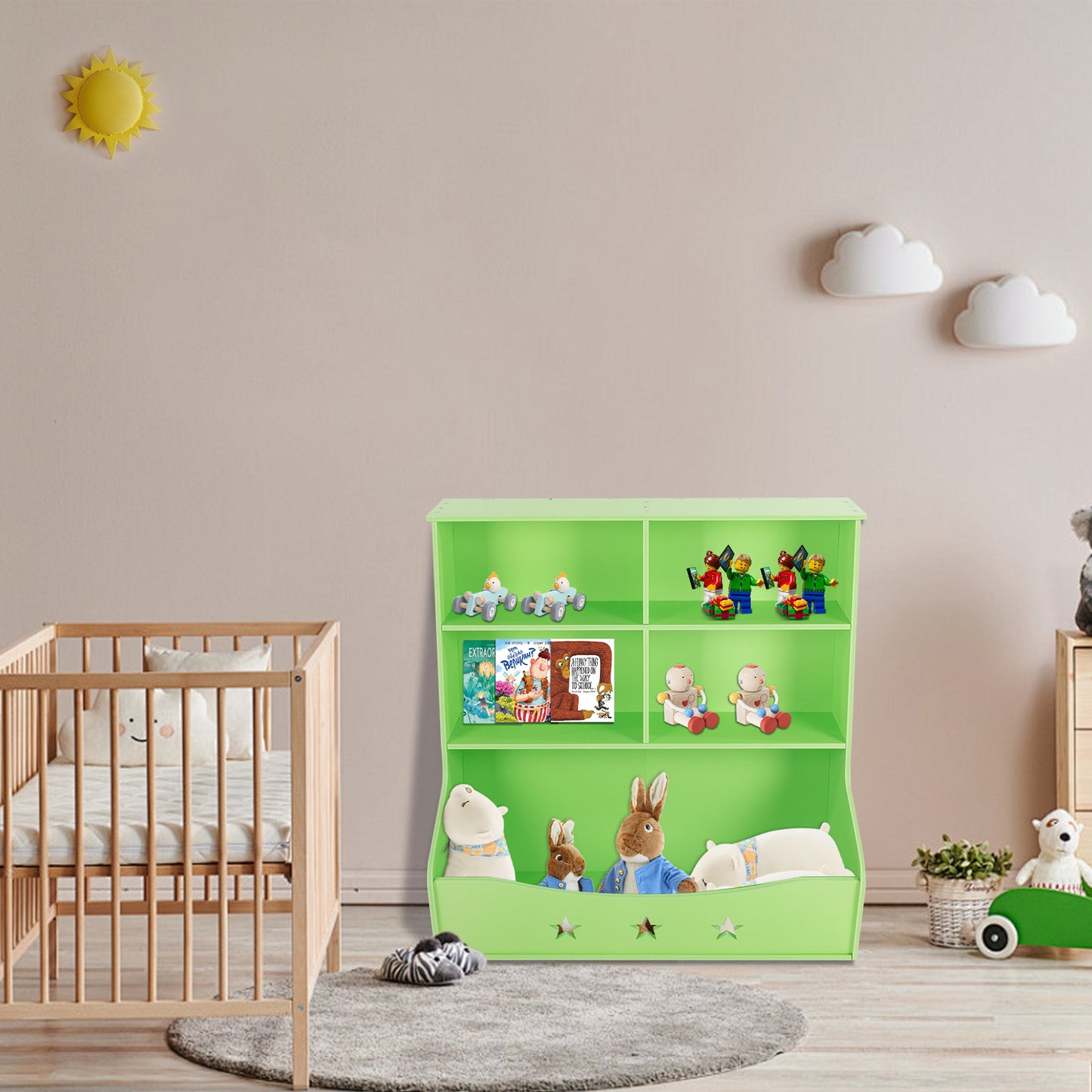 Boekenkast 3 Laags – Boekrek – Opbergkast – Plankenkast – Kastje – Lichtgroen – Grote Opbergruimte – Stevig Plastic