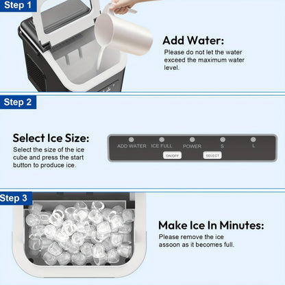 IJsmachine – IJsmaker – Mini IJsblokjesmaker – Zelfreinigend – Compact – 1,4L Capaciteit – Maakt 9 IJsblokjes in 6 Minuten – Draagbaar Met Handvat