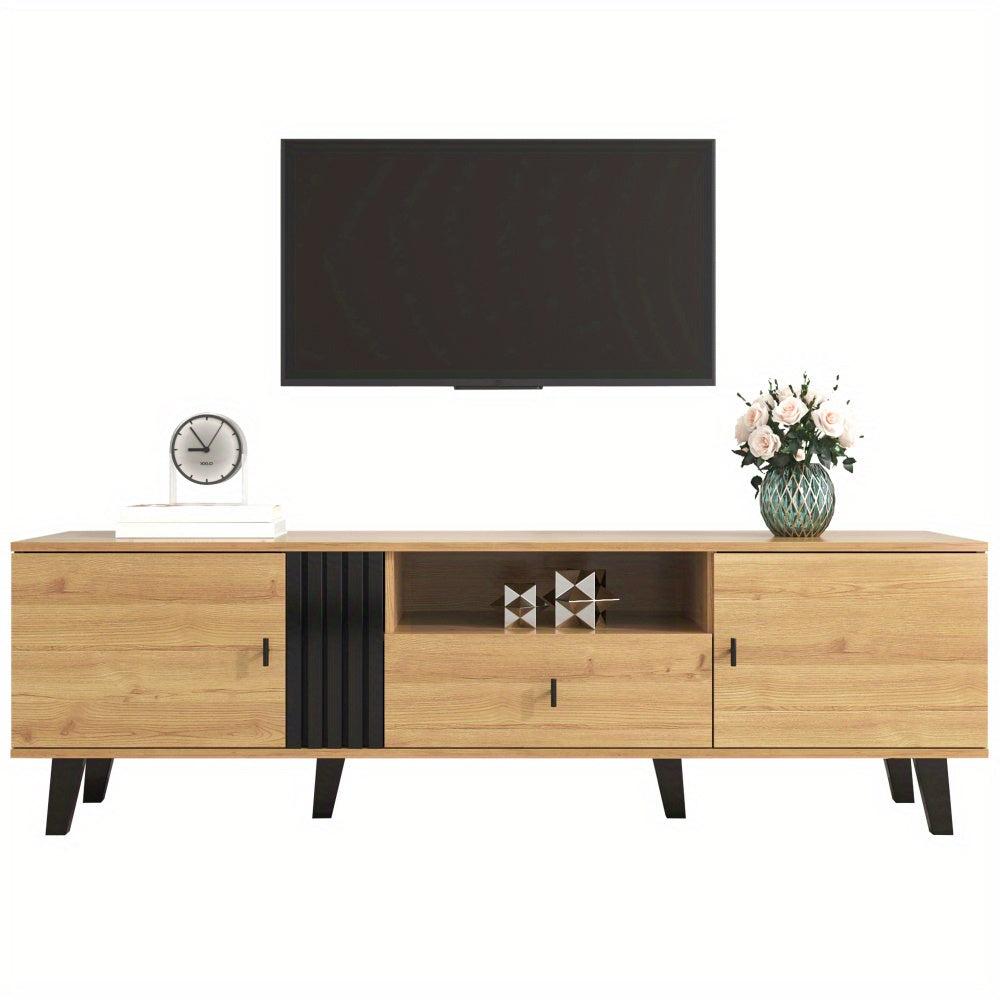 Tv Meubel – Tv Kast – Tv Meubels – Lowboard – Tv Dressoir – 170 Cm Breed – Hout En Glas – Stijlvol Zwart Design