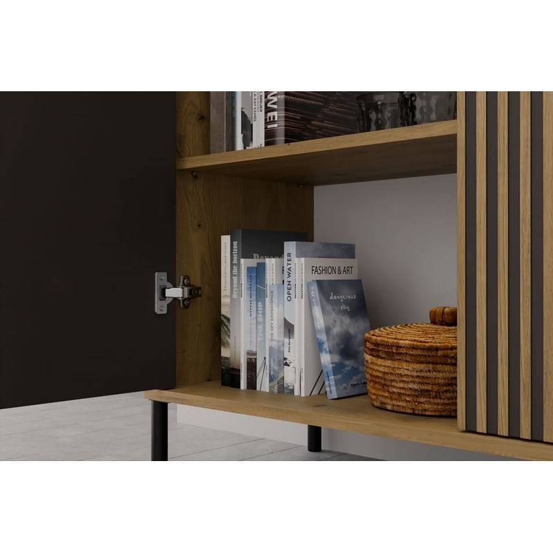 Ladefront – Ladepaneel – Ladescherm – Ladenfront – Ladekastfront – Geribbelde Lamellen – TIP-ON Opensysteem – MDF Eikenhout Look