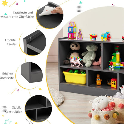 Houten Speelgoedkast – Speelgoedrek – Opbergkast – Kinderkast – Speelgoedmeubel – 5 Ruime Vakken – Veilig Afgeronde Hoeken – Bruin 111x30x61,5 cm