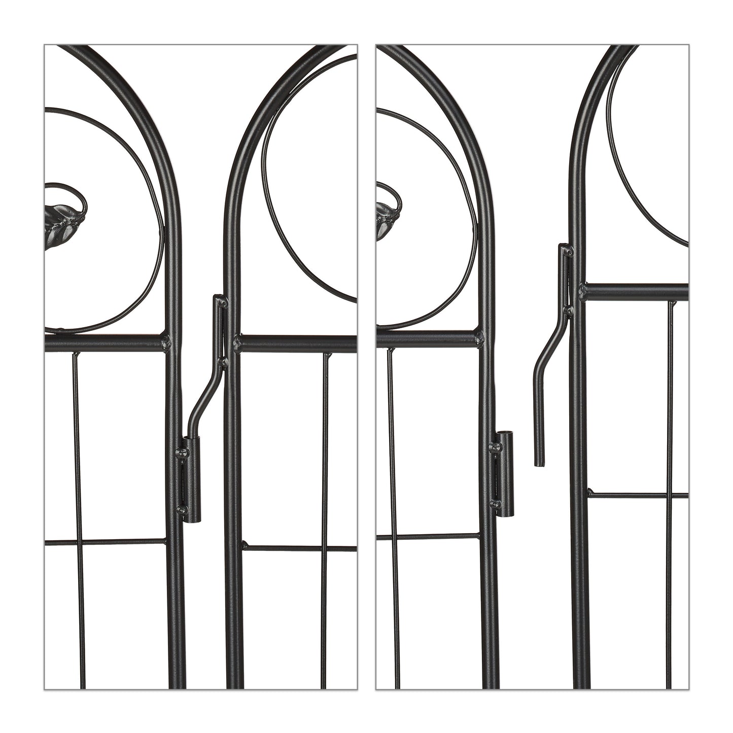 Tuinomheining – Tuinafscheiding – Tuinhek – Sieraad Voor Tuin – 4-Delige Set – Zwart Gecoat IJzer – 375 cm Lang