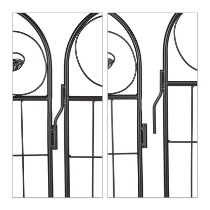 Tuinomheining – Tuinafscheiding – Tuinhek – Sieraad Voor Tuin – 4-Delige Set – Zwart Gecoat IJzer – 375 cm Lang