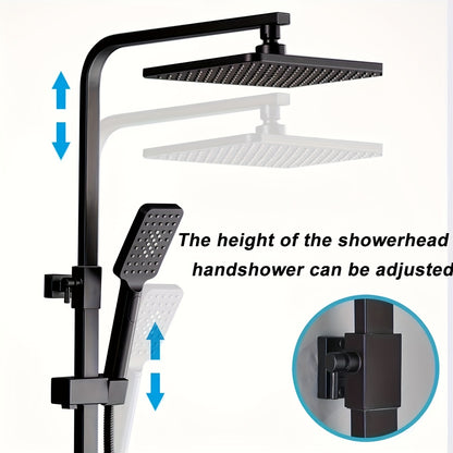 Matte Zwarte Douchekraan – Zwarte Doucheset – Regen Douchekop – Externe Douchekraan – Douche Thermostaat – Olie-gewreven Afwerking – 8 Inch Regendouche