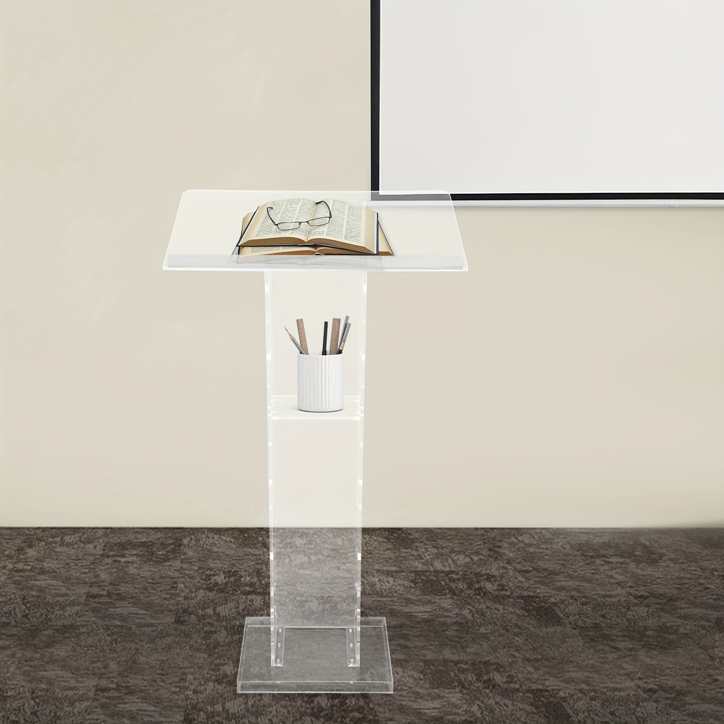 Spreekgestoelte – Lessenaar – Podium – Lezenaar – Katheder – Transparant Acryl – Lichtgewicht & Met Opslagplank – 110x60x40 cm