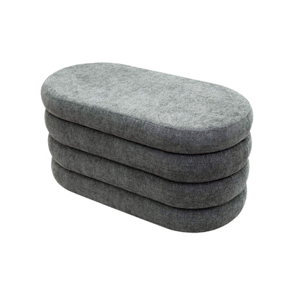 Rebecca Mobile Pouf, Long Oval Pouf, White Orange Green Grey, Polyester Fabric MDF, with Storage Compartment, for Living Room Bedroom - Measurements Hxlxp: 38 X 76 X 38 Cm