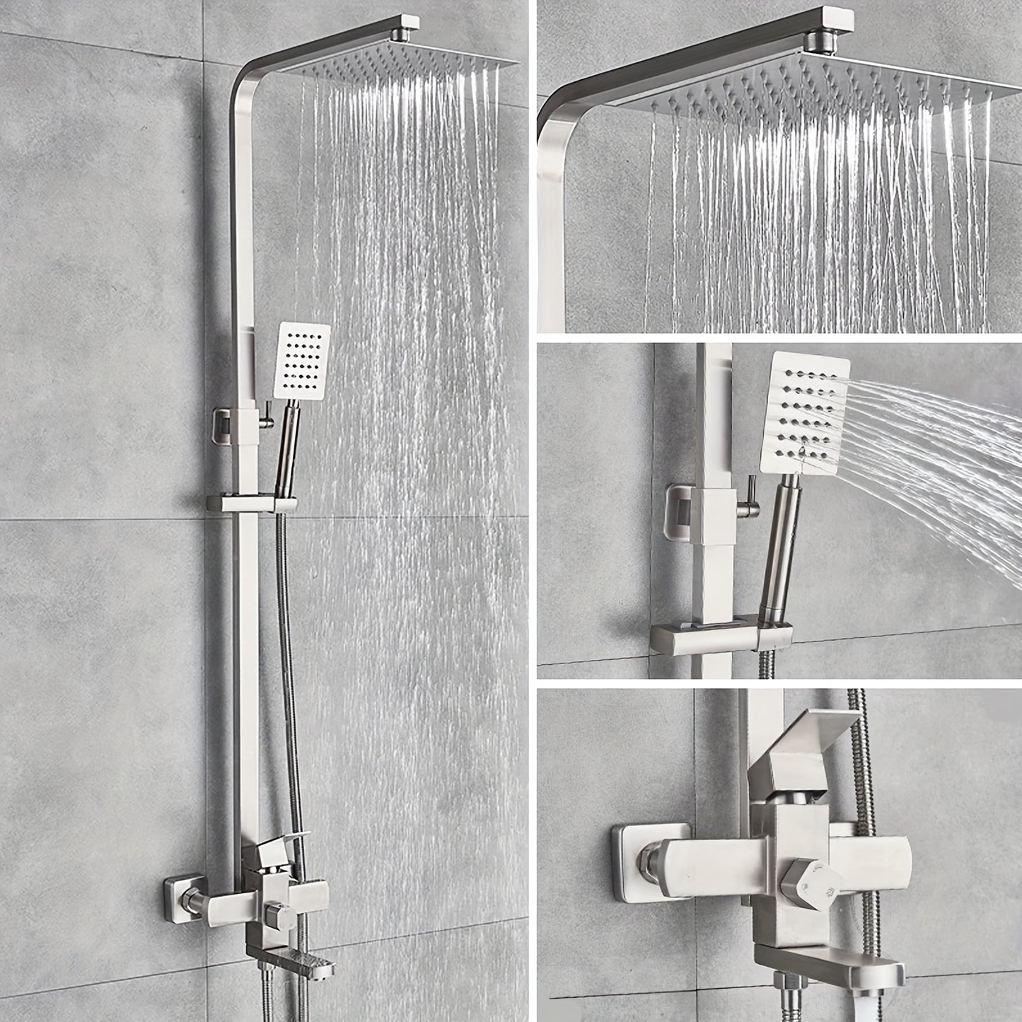Brushed Golden Shower Set Rain Shower Shower Set Shower Panel Shower Panel Shower System With Handheld Shower Bathtub Taps