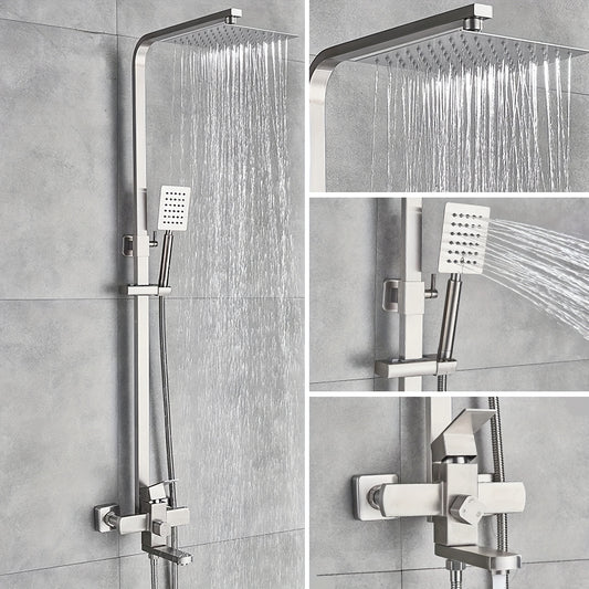 Regendouche Set – Douchepaneel – Douchesysteem – Handdouche – Badkraan – Geborsteld Goud – Roestvrij Staal – Dual-function Bedien­ing