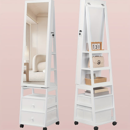 Sieradendoos – Juwelendoos – Sieradenkast – Sieradenopberger – Sieradenhouder – 160 cm Spiegel – Draaibaar 360° met Slot en Lades
