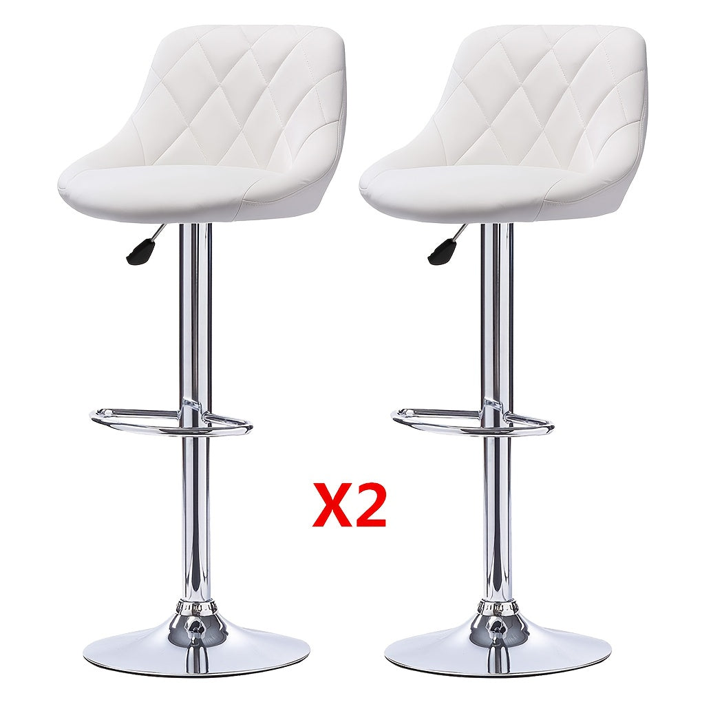 Barstoel – Barkruk – Barstoelen – Keukenkruk – Barkrukken Set Van 4 – Kunstleren Bekleding – Verstelbare Hoogte 85-105 cm – Draaibaar – Wit