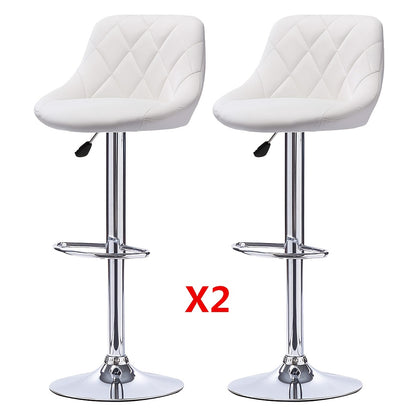 Barstoel – Barkruk – Barstoelen – Keukenkruk – Barkrukken Set Van 4 – Kunstleren Bekleding – Verstelbare Hoogte 85-105 cm – Draaibaar – Wit