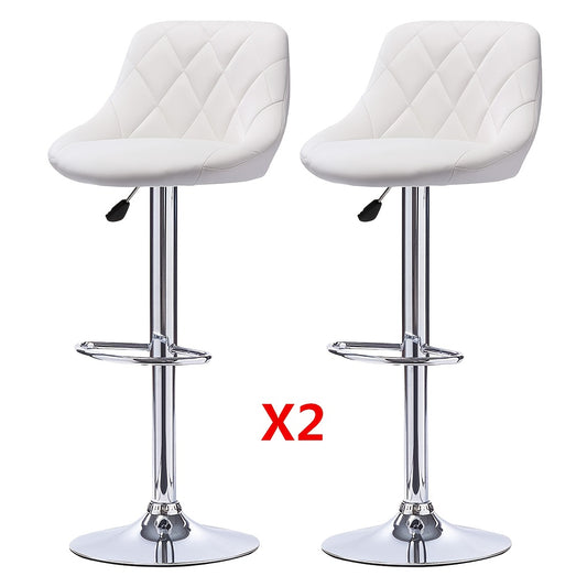 Barstoel – Barkruk – Barstoelen – Keukenkruk – Barkrukken Set Van 4 – Kunstleren Bekleding – Verstelbare Hoogte 85-105 cm – Draaibaar – Wit